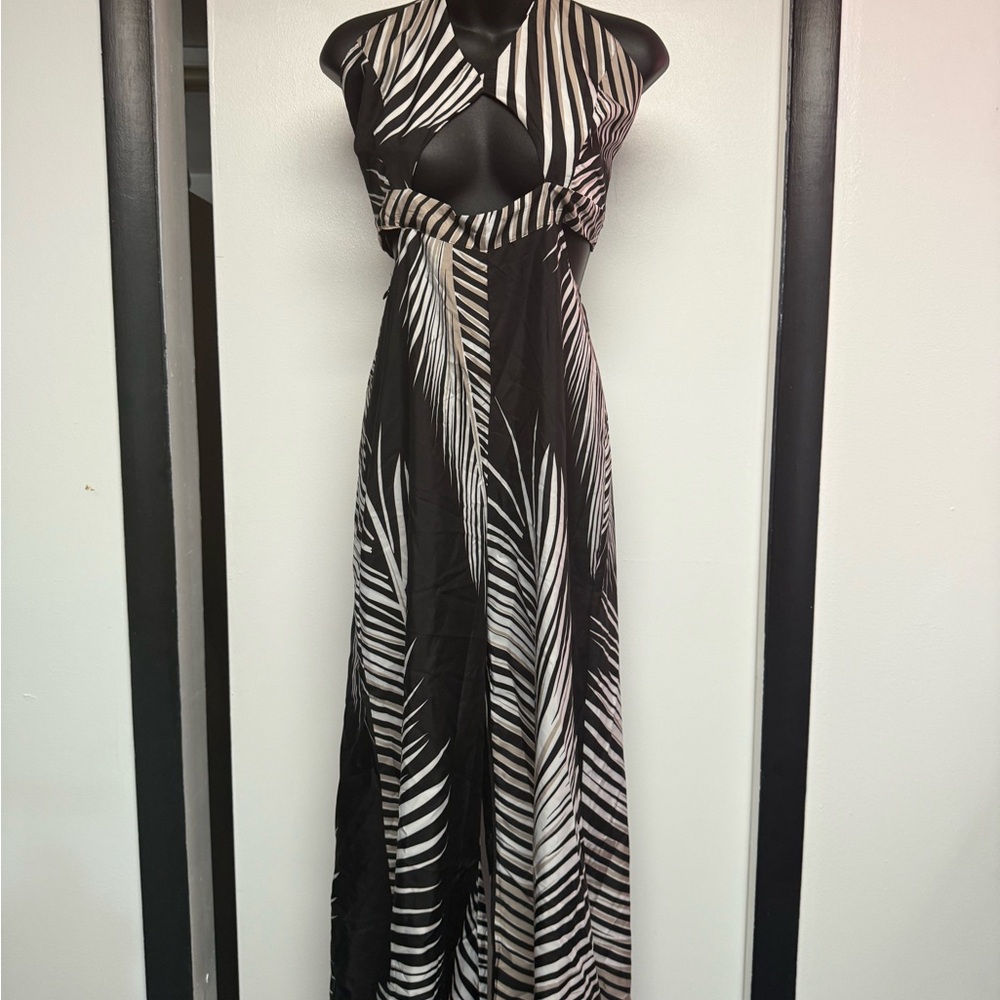 Elegant Black and White Halter Romper
